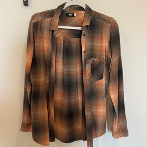 Urban outfitters BDG black, grey and orange flannel.